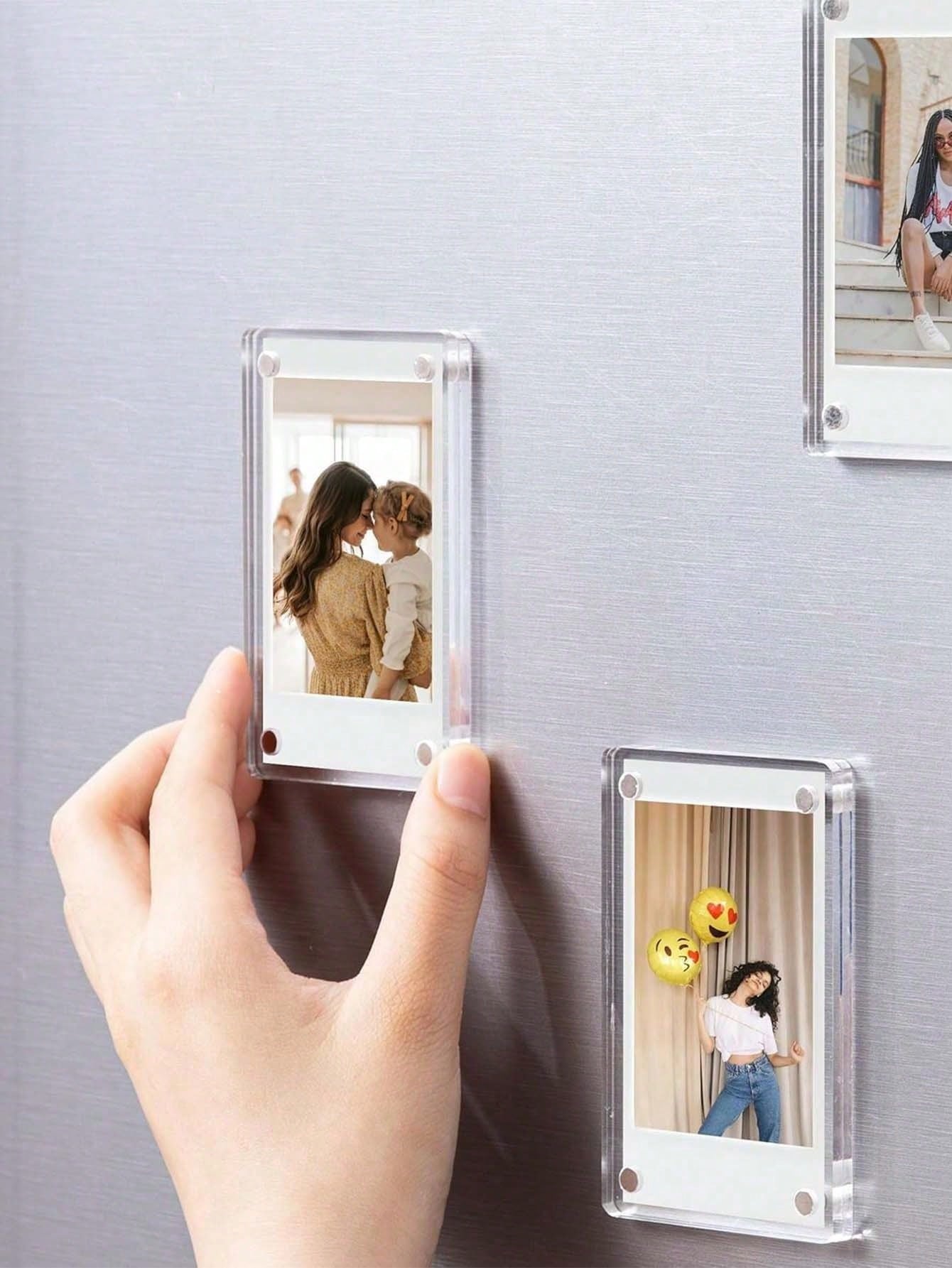 Acrylic Magnetic Refrigerator Photo Frame, Transparent Double-Sided Fridge Magnet Photo Frame, Display Frame, Suitable For Fujifilm, 2.36 X 3.54 Inches
