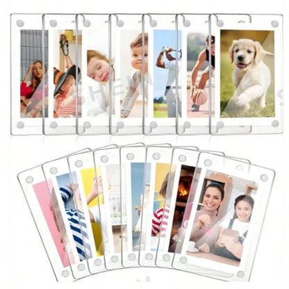 Acrylic Magnetic Refrigerator Photo Frame, Transparent Double-Sided Fridge Magnet Photo Frame, Display Frame, Suitable For Fujifilm, 2.36 X 3.54 Inches