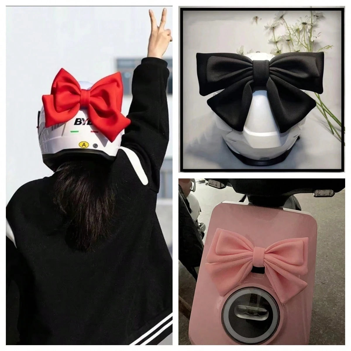 AD 1pc Multi-Color Double-Layer Bow Quick Release Base Helmet Decoration, Suitable For Motorcycle, Bike, Electric Vehicle, Car Helmet And Body Decoration