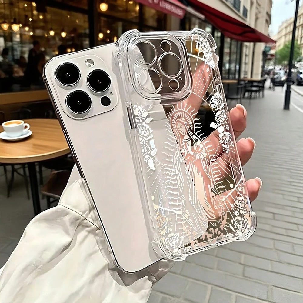 Add A Calm And Nature-Inspired Touch To Your Phone With This Transparent TPU Case Featuring And Artistic Virgin Mary Illustrations. Made From Durable, Scratch-Resistant Material With Soft Edges For E