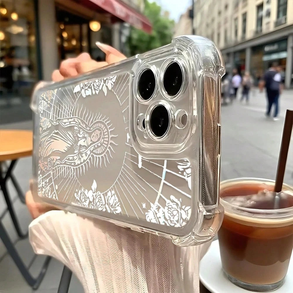 Add A Calm And Nature-Inspired Touch To Your Phone With This Transparent TPU Case Featuring And Artistic Virgin Mary Illustrations. Made From Durable, Scratch-Resistant Material With Soft Edges For E