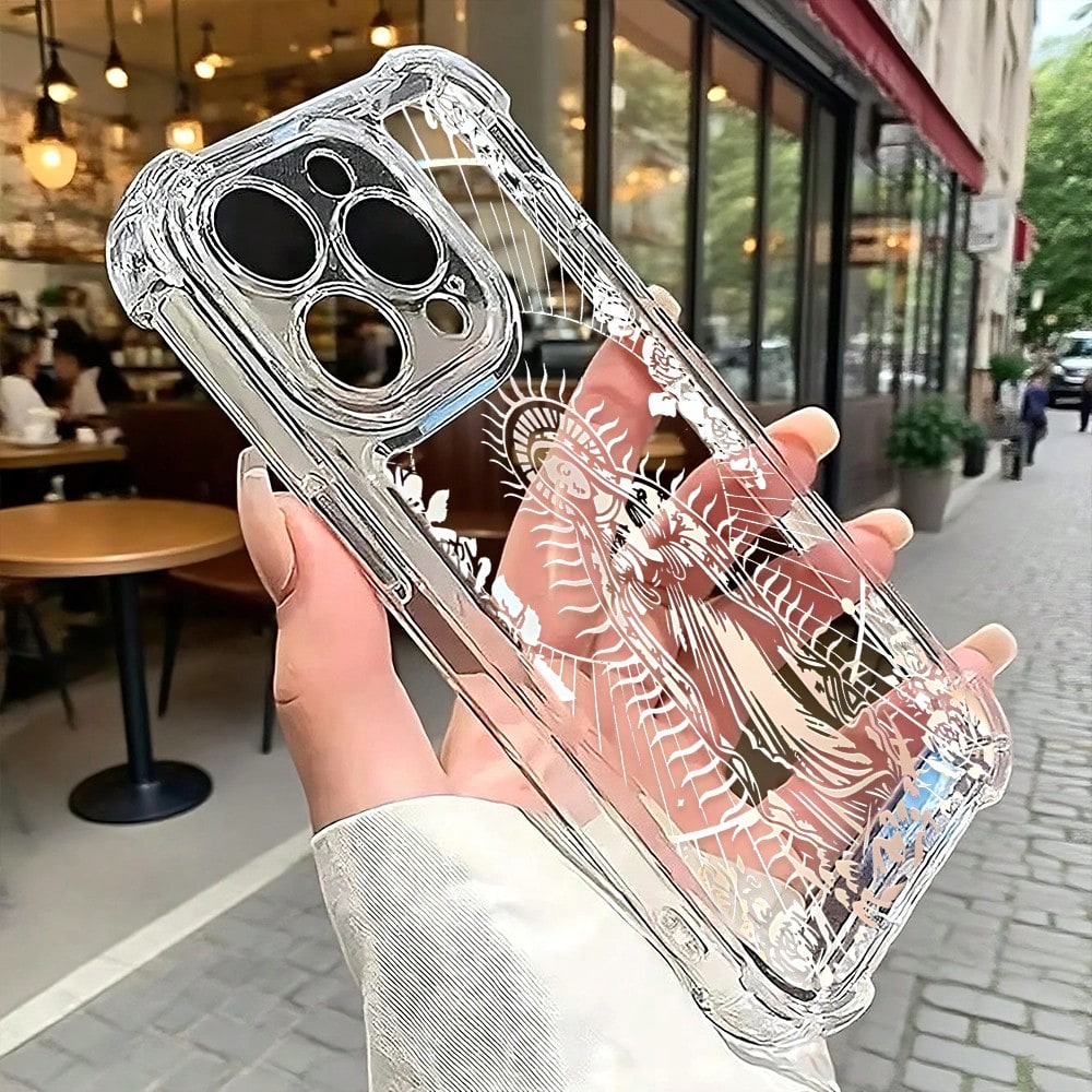 Add A Calm And Nature-Inspired Touch To Your Phone With This Transparent TPU Case Featuring And Artistic Virgin Mary Illustrations. Made From Durable, Scratch-Resistant Material With Soft Edges For E