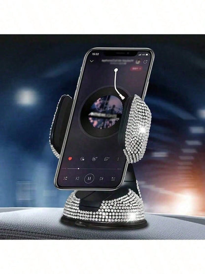 Adjustable Bling Rhinestone 1-Pack Hot Drill Car Phone Holder, Navigation Holder Car Suction Cup Rotating Phone Holder Mother's Day Gift