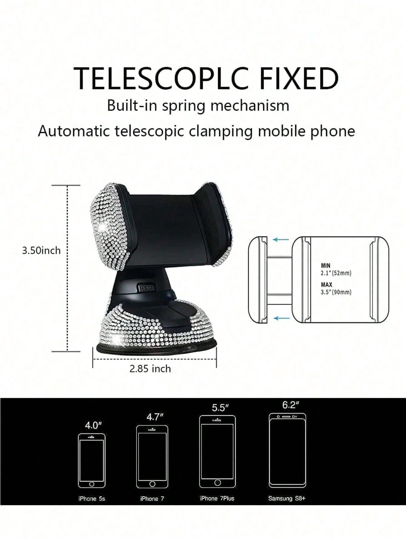 Adjustable Bling Rhinestone 1-Pack Hot Drill Car Phone Holder, Navigation Holder Car Suction Cup Rotating Phone Holder Mother's Day Gift