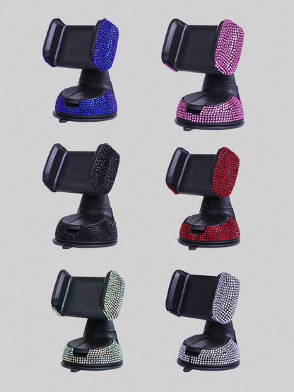 Adjustable Bling Rhinestone 1-Pack Hot Drill Car Phone Holder, Navigation Holder Car Suction Cup Rotating Phone Holder Mother's Day Gift