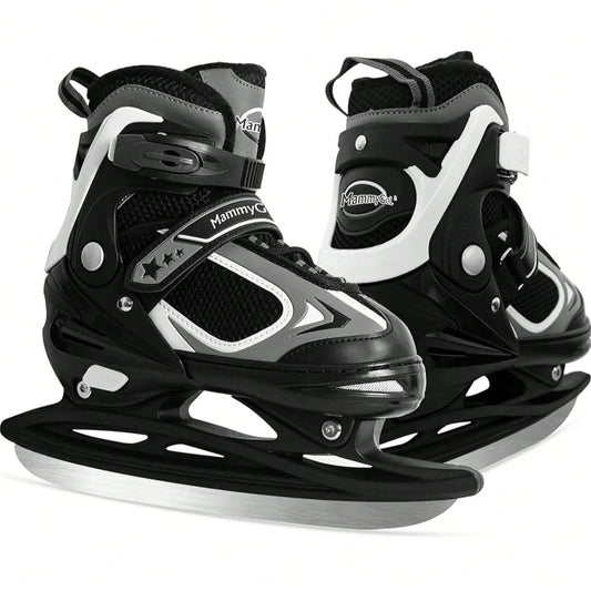 Adjustable Ice Skates For Kids Youth Tean Hockey Lace-Up Boys Or Girls Ice Skate For Beginner Age 4-12 Blue Black Teal Green