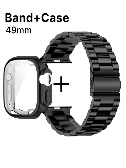 Adjustable Stainless Steel Metal Band + TPU Protective Case, Compatible With Apple Watch Ultra 3 2 1 Series 10/9/8/7/6/5/4/3/2/1, 38mm 40mm 41mm 42mm 44mm 45mm 46mm 49mm, Suitable For Men And Women