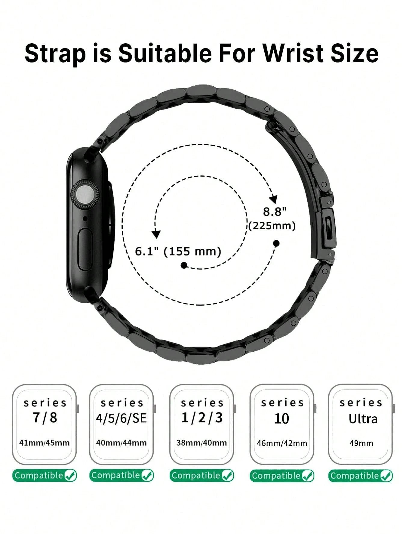 Adjustable Stainless Steel Metal Band + TPU Protective Case, Compatible With Apple Watch Ultra 3 2 1 Series 10/9/8/7/6/5/4/3/2/1, 38mm 40mm 41mm 42mm 44mm 45mm 46mm 49mm, Suitable For Men And Women