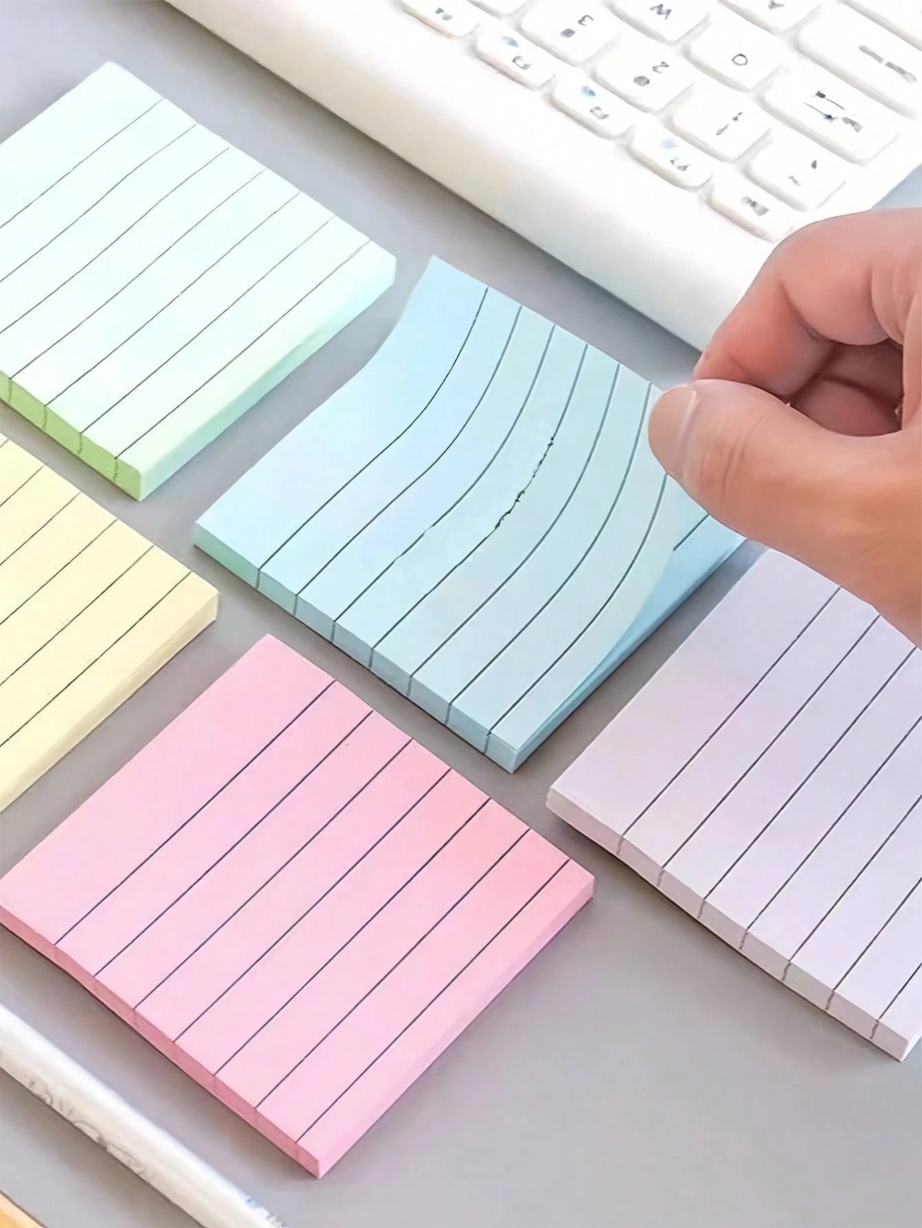 Aesthetic Sticky Note With Clear Lines Bright Sticky Note Pads For Teachers Sturdy Sticky Note To Write Memos Back To School Stationery Notebook Essentials Stickers Supplies Office Desk Accessories Sc