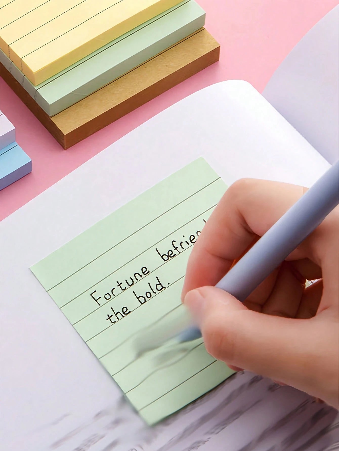 Aesthetic Sticky Note With Clear Lines Bright Sticky Note Pads For Teachers Sturdy Sticky Note To Write Memos Back To School Stationery Notebook Essentials Stickers Supplies Office Desk Accessories Sc