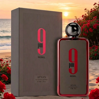 AFNAN 9PM REBEL (Oriental Flower And Fruit Wood, Fresh Fruit+Caramel Milk Wood) Men's Perfume Spray, 3.4oz100ml, Charming Fragrance, Lasting And Fresh, Exuding Charm And Self-Confidence, Suitable For