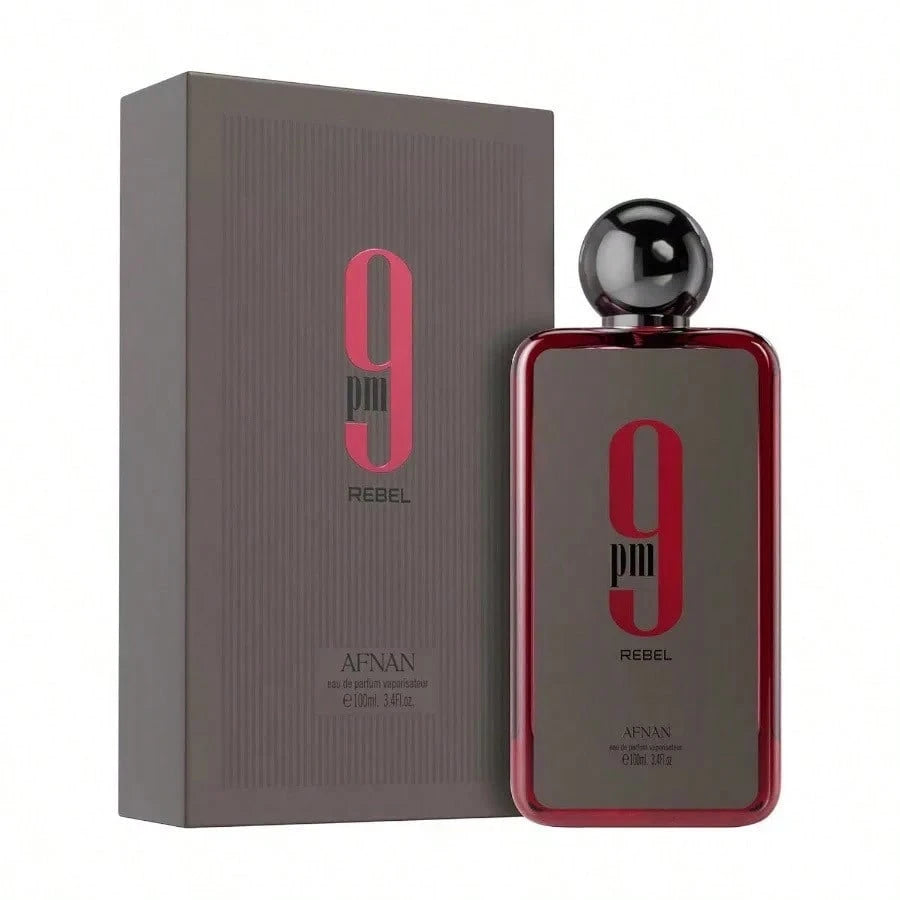 AFNAN 9PM REBEL (Oriental Flower And Fruit Wood, Fresh Fruit+Caramel Milk Wood) Men's Perfume Spray, 3.4oz100ml, Charming Fragrance, Lasting And Fresh, Exuding Charm And Self-Confidence, Suitable For