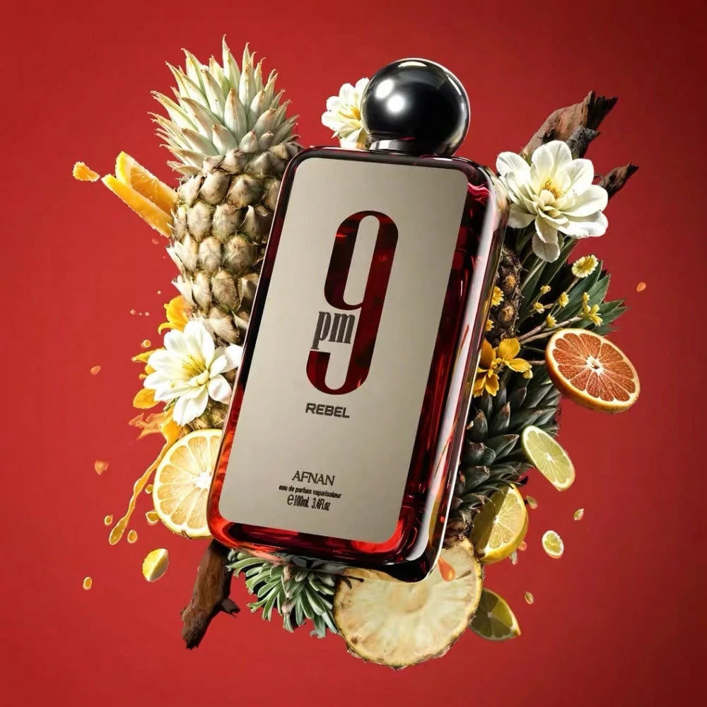 AFNAN 9PM REBEL (Oriental Flower And Fruit Wood, Fresh Fruit+Caramel Milk Wood) Men's Perfume Spray, 3.4oz100ml, Charming Fragrance, Lasting And Fresh, Exuding Charm And Self-Confidence, Suitable For