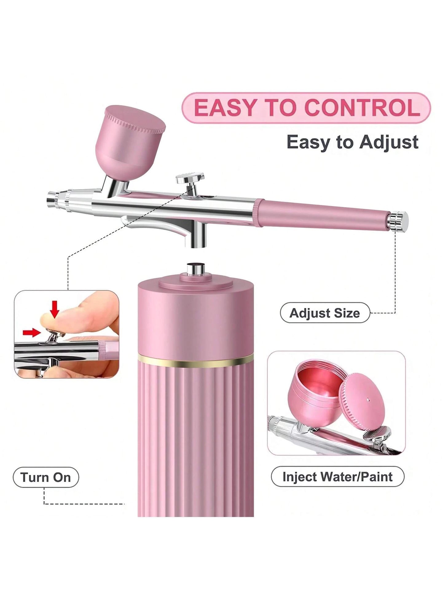 Airbrush Kit With Compressor, Portable Automatic Handheld Airbrush, 0.35mm Needle, 34Psi Air Pressure, Rechargeable Compressor, Suitable For Painting, Model Coloring And Cake Decoration