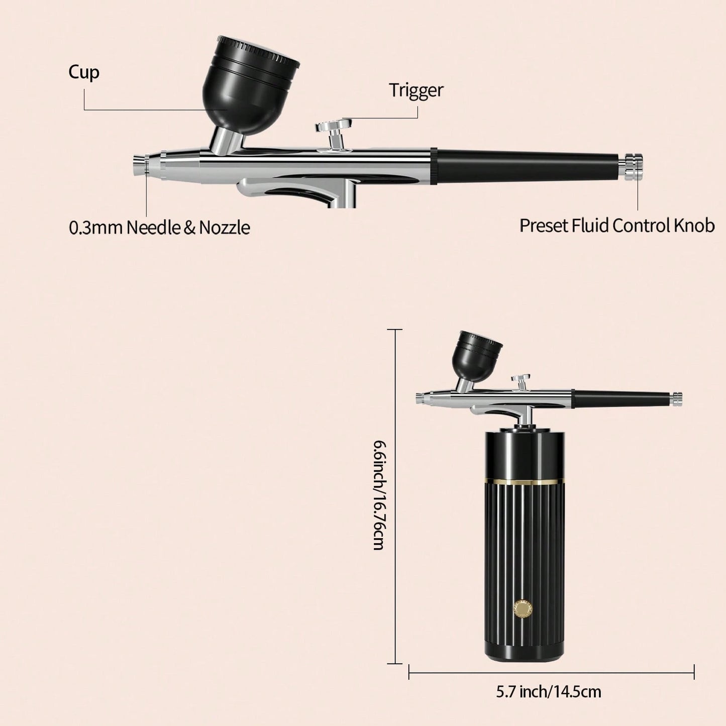 Airbrush Kit With Compressor, Portable Automatic Handheld Airbrush, 0.35mm Needle, 34Psi Air Pressure, Rechargeable Compressor, Suitable For Painting, Model Coloring And Cake Decoration