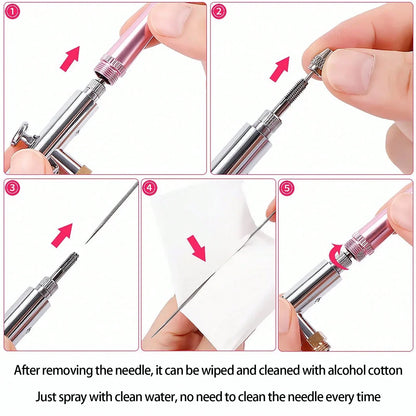 Airbrush Kit With Compressor, Portable Automatic Handheld Airbrush, 0.35mm Needle, 34Psi Air Pressure, Rechargeable Compressor, Suitable For Painting, Model Coloring And Cake Decoration