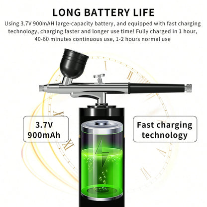 Airbrush Kit With Compressor, Portable Automatic Handheld Airbrush, 0.35mm Needle, 34Psi Air Pressure, Rechargeable Compressor, Suitable For Painting, Model Coloring And Cake Decoration