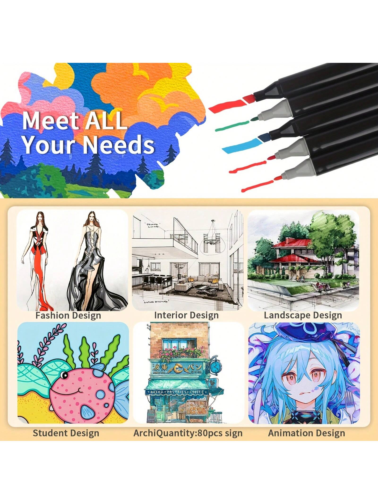 Alcohol Marker Set With Stand- Includes Dual Tip Blender Markers, Permanent Sketch Markers For All Your Art Needs- Top Halloween And Christmas Gift For Kids(80/120/168)