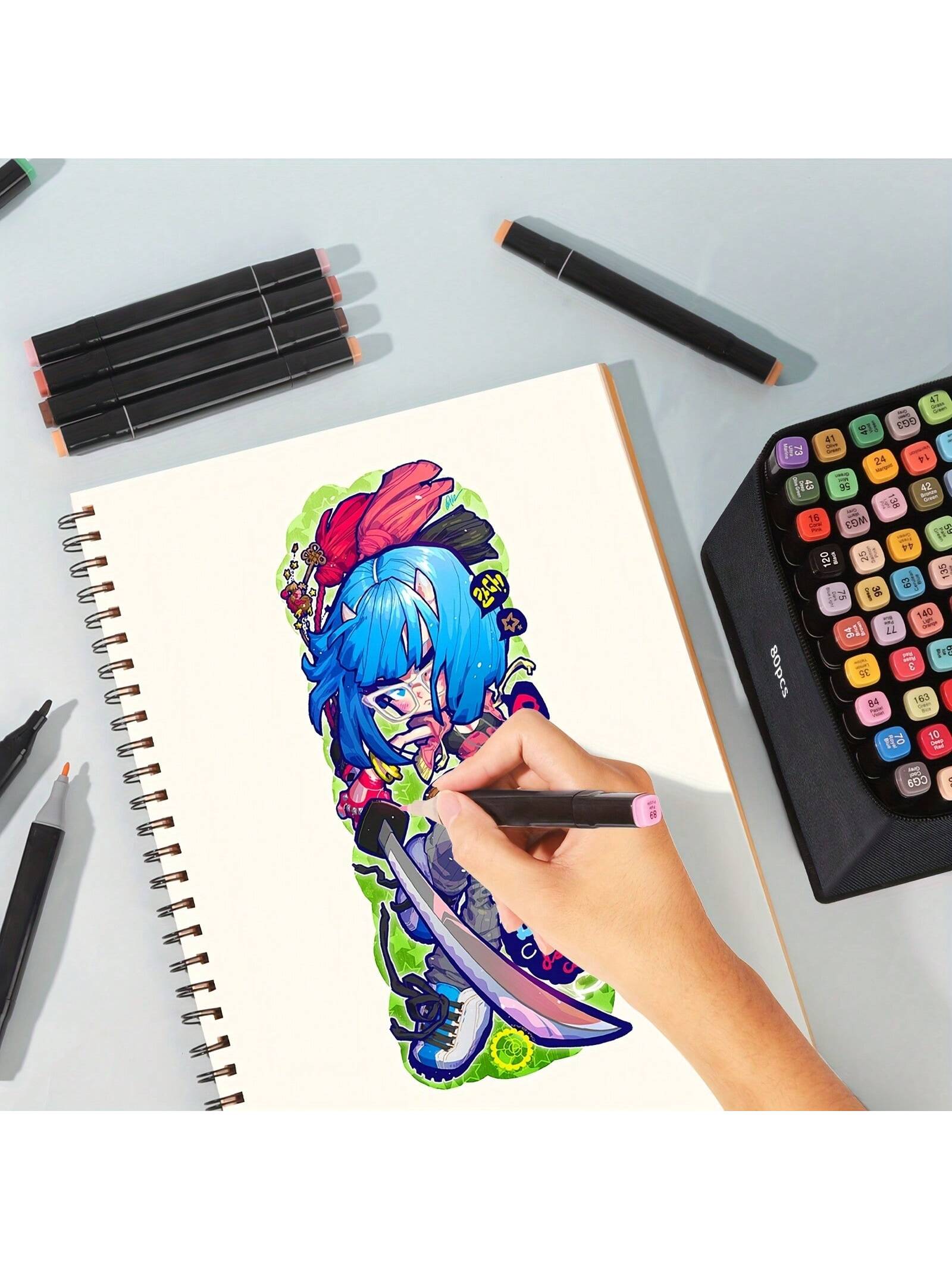 Alcohol Marker Set With Stand- Includes Dual Tip Blender Markers, Permanent Sketch Markers For All Your Art Needs- Top Halloween And Christmas Gift For Kids(80/120/168)