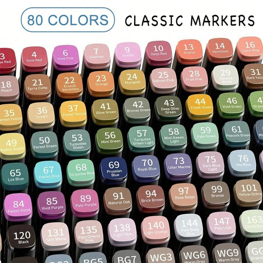 Alcohol Marker Set With Stand- Includes Dual Tip Blender Markers, Permanent Sketch Markers For All Your Art Needs- Top Halloween And Christmas Gift For Kids(80/120/168)