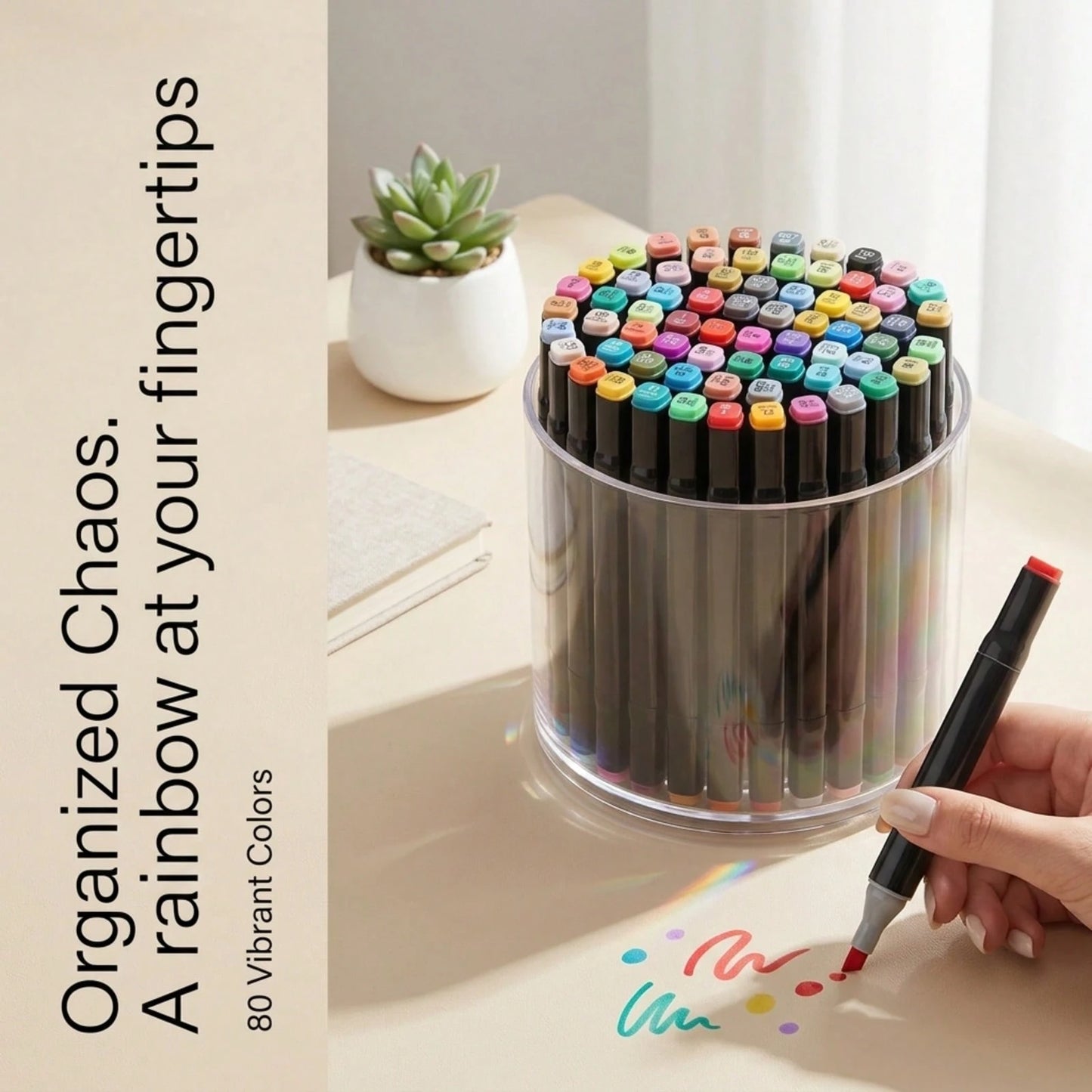 Alcohol Marker Set With Stand- Includes Dual Tip Blender Markers, Permanent Sketch Markers For All Your Art Needs- Top Halloween And Christmas Gift For Kids(80/120/168)