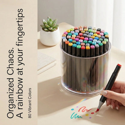 Alcohol Marker Set With Stand- Includes Dual Tip Blender Markers, Permanent Sketch Markers For All Your Art Needs- Top Halloween And Christmas Gift For Kids(80/120/168)