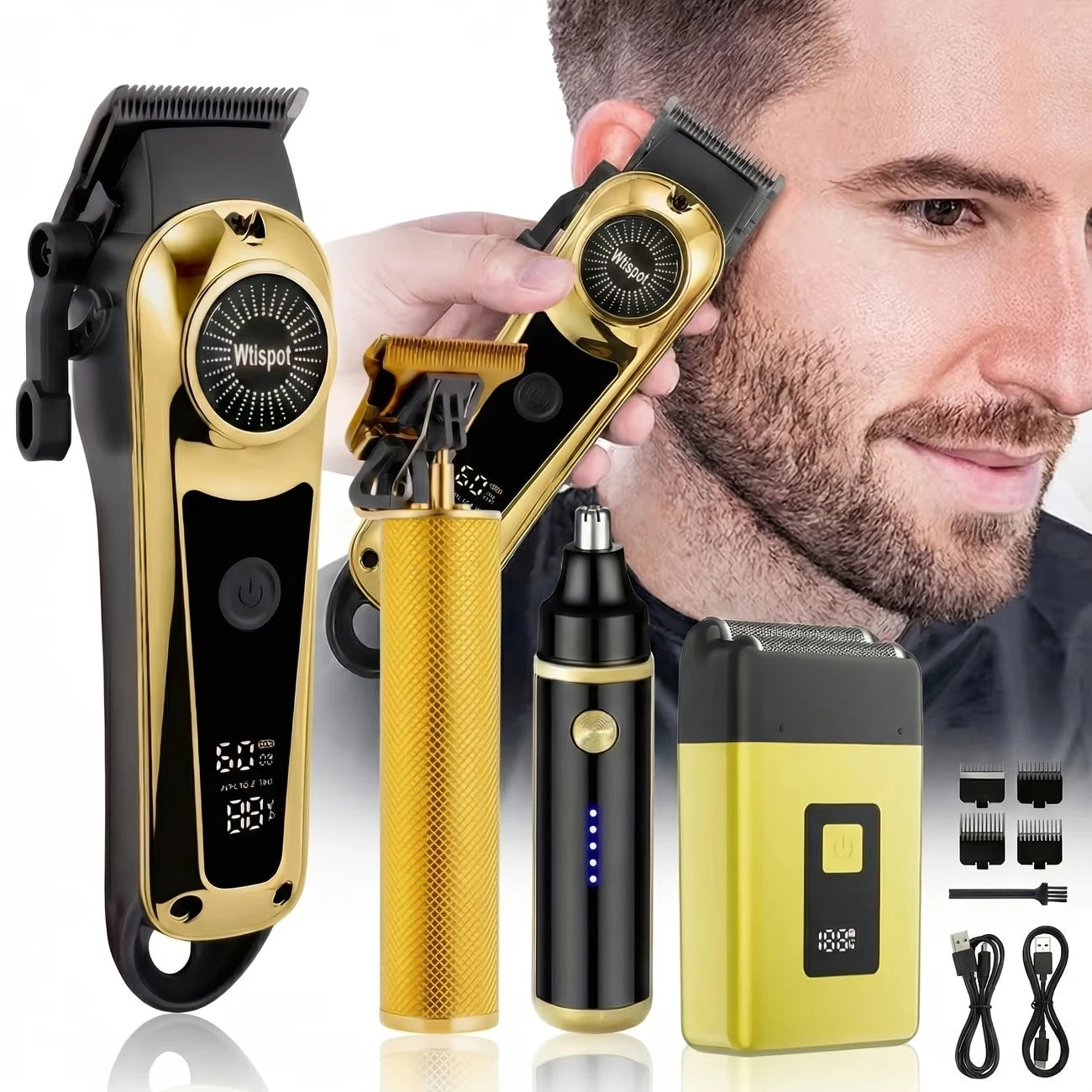 All-In-One Grooming Kit, Men's Cordless Hair Clipper Set- USB Rechargeable Electric Hair Trimmer, Dual Use For Home And Car, Halloween, Christmas Gift, Birthday Present, Suitable For Men, Husbands Or