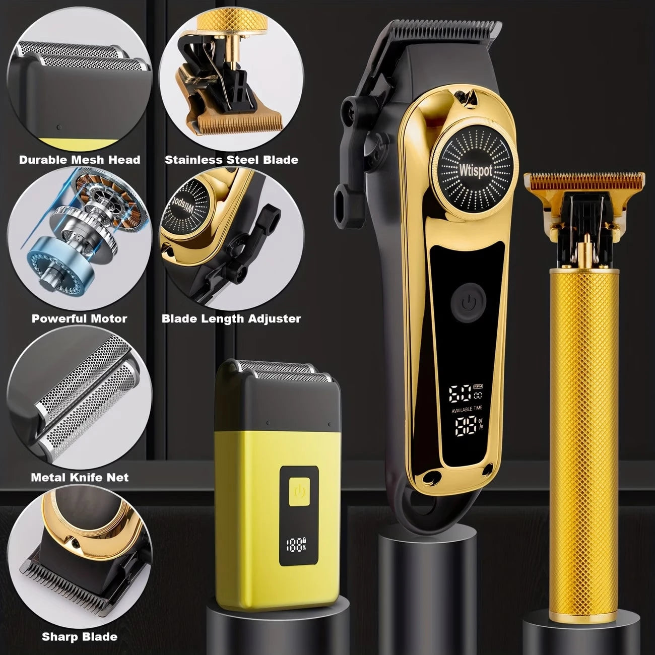 All-In-One Grooming Kit, Men's Cordless Hair Clipper Set- USB Rechargeable Electric Hair Trimmer, Dual Use For Home And Car, Halloween, Christmas Gift, Birthday Present, Suitable For Men, Husbands Or