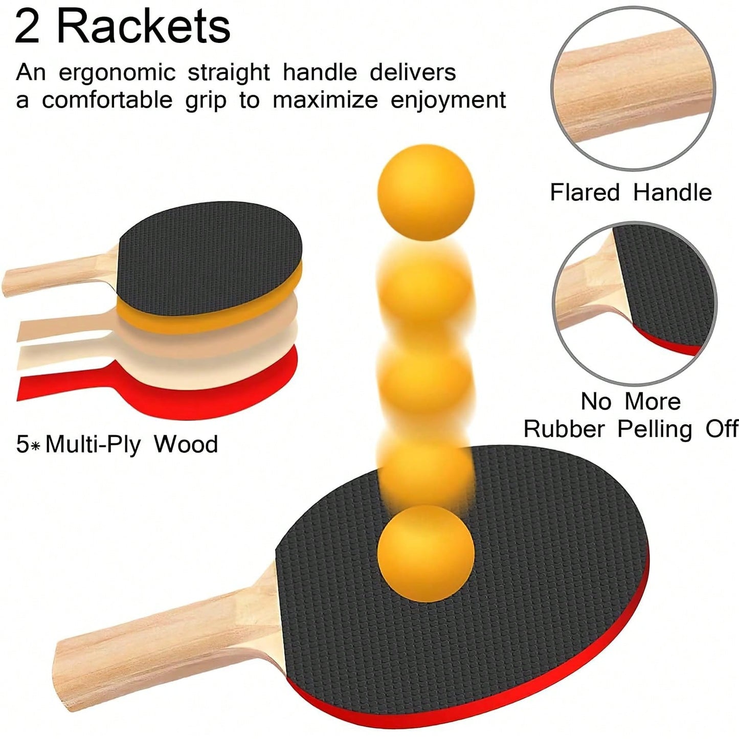 All-In-One Portable Table Tennis Set: Quick Set-Up, Rackets, Balls And Expandable Net For Indoor/Outdoor Fun, Table Tennis Balls In Random Colors