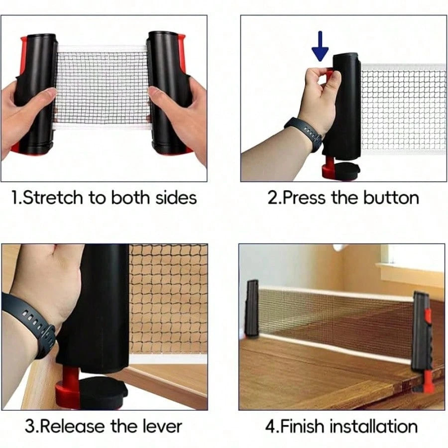 All-In-One Portable Table Tennis Set: Quick Set-Up, Rackets, Balls And Expandable Net For Indoor/Outdoor Fun, Table Tennis Balls In Random Colors