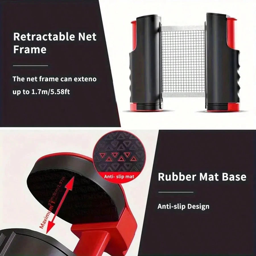 All-In-One Portable Table Tennis Set: Quick Set-Up, Rackets, Balls And Expandable Net For Indoor/Outdoor Fun, Table Tennis Balls In Random Colors