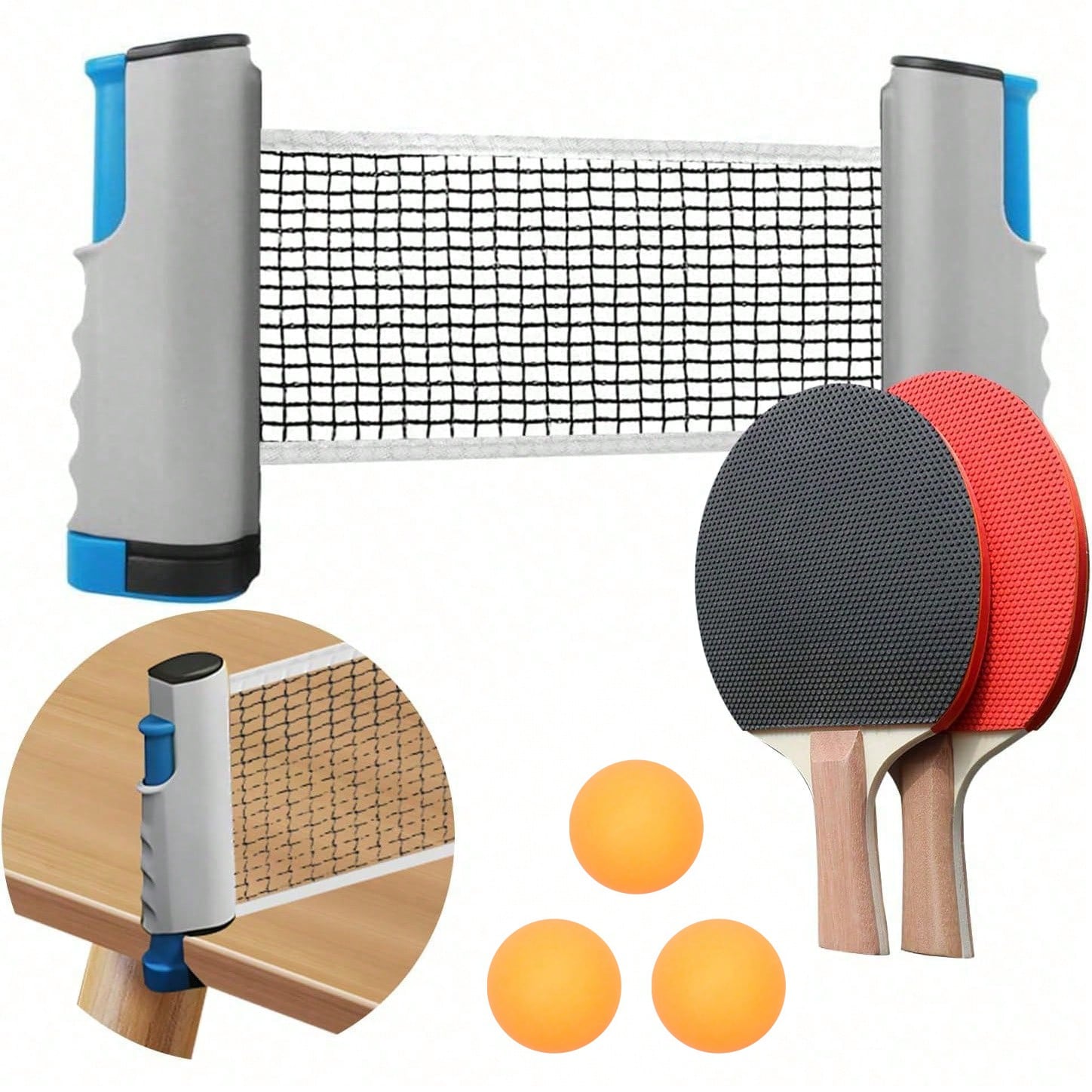 All-In-One Portable Table Tennis Set: Quick Set-Up, Rackets, Balls And Expandable Net For Indoor/Outdoor Fun, Table Tennis Balls In Random Colors