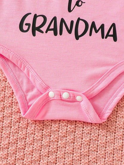 All-Match All-Match Letter Printed Cherry Pink Baby Girls' Bodysuit, Wearable In Four Seasons