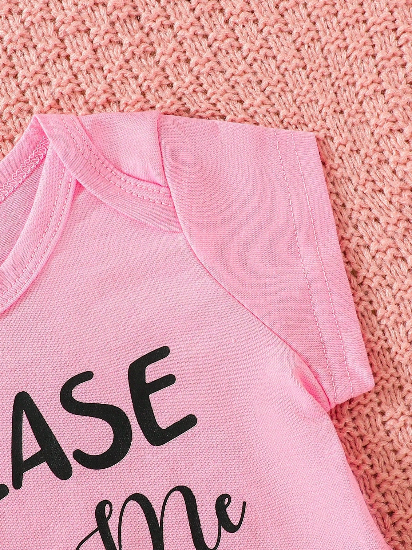 All-Match All-Match Letter Printed Cherry Pink Baby Girls' Bodysuit, Wearable In Four Seasons