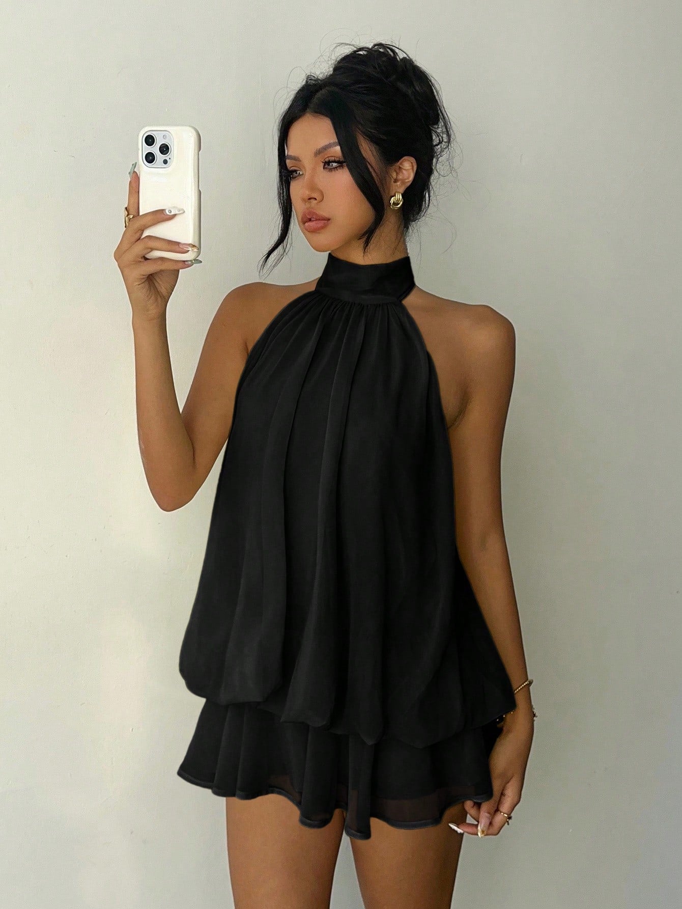 Aloruh Women's Elegant Black Summer Halter Tie Mini Dress,Party Wedding Guest Night Out Birthday Summer Dresses,Honeymoon Island Vacation Outfits