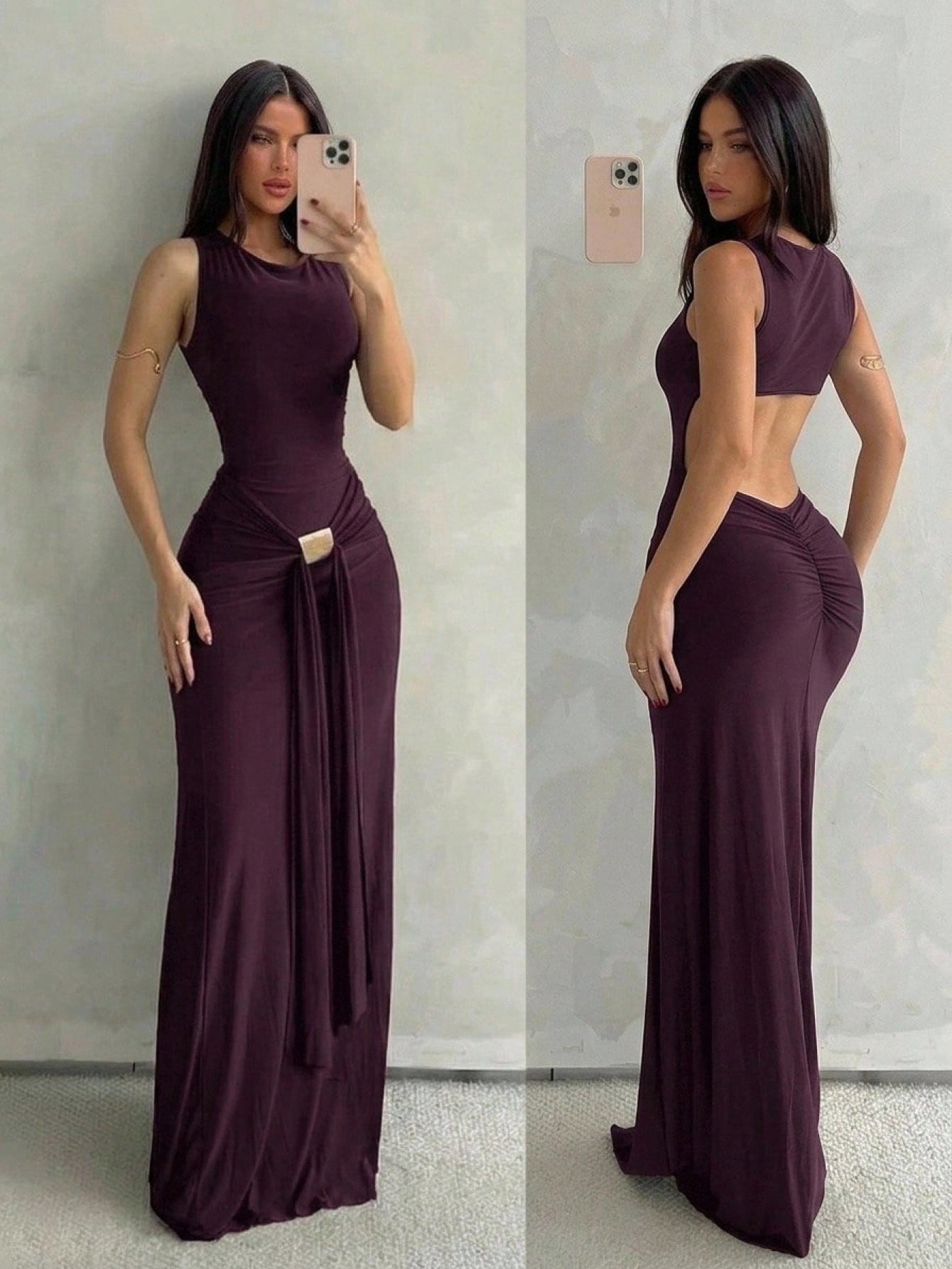 Aloruh Women's Navy Blue Sleeveless Bodycon Dress With Fish Tail Hem, Suitable For Vacation, Spring/Summer Party Night Elegant,Wedding Guest,Graduation Dress