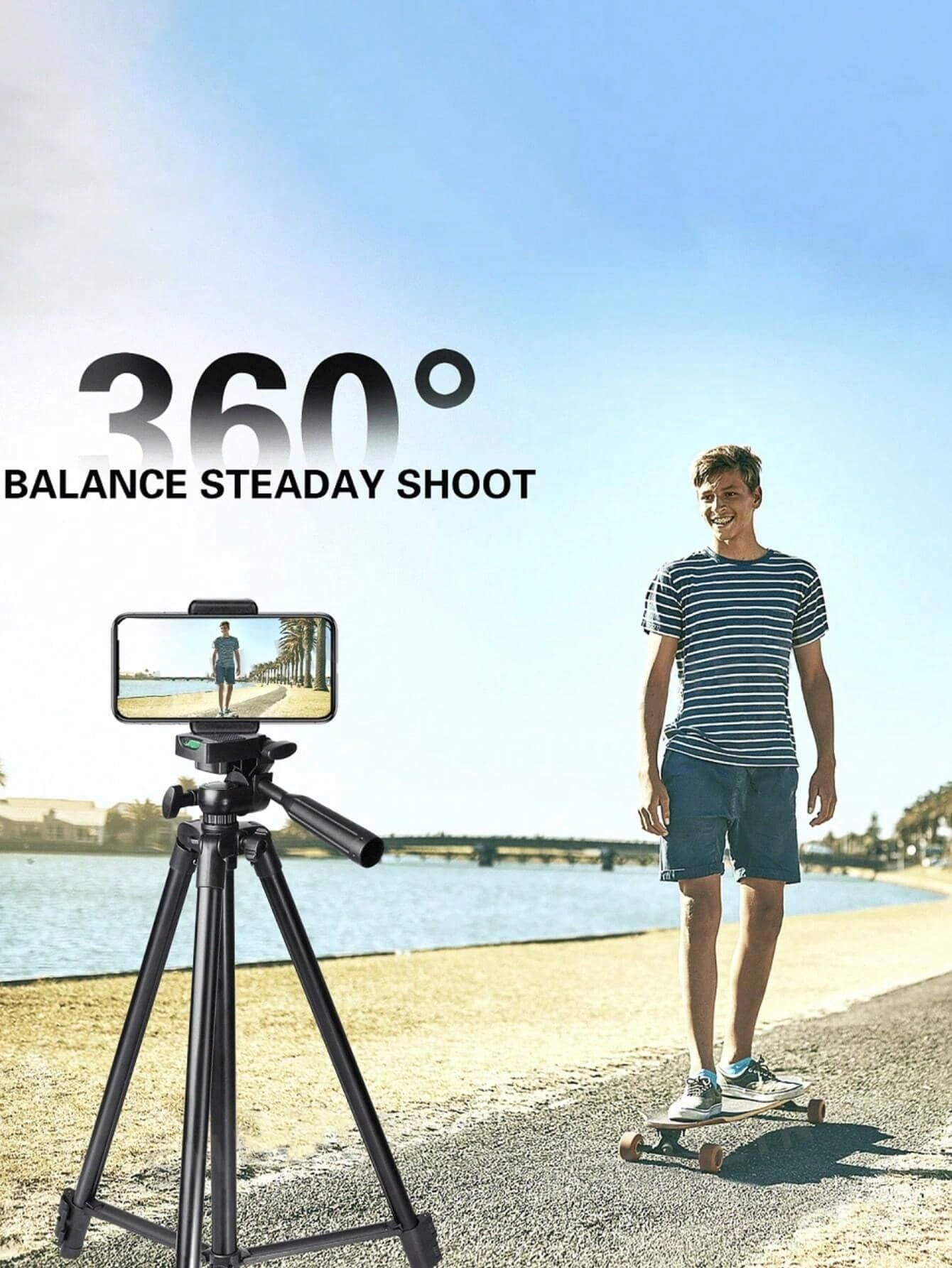Aluminum Alloy Tripod With Universal Phone Holder, Compatible With Apple/Android/Camera Phone Tripod- Adjustable, Portable, Suitable For Home, Outdoor Travel, Photography Enthusiasts, Live Interviews
