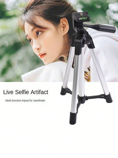 Aluminum Alloy Tripod With Universal Phone Holder, Compatible With Apple/Android/Camera Phone Tripod- Adjustable, Portable, Suitable For Home, Outdoor Travel, Photography Enthusiasts, Live Interviews