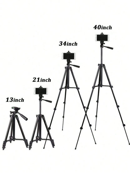Aluminum Alloy Tripod With Universal Phone Holder, Compatible With Apple/Android/Camera Phone Tripod- Adjustable, Portable, Suitable For Home, Outdoor Travel, Photography Enthusiasts, Live Interviews