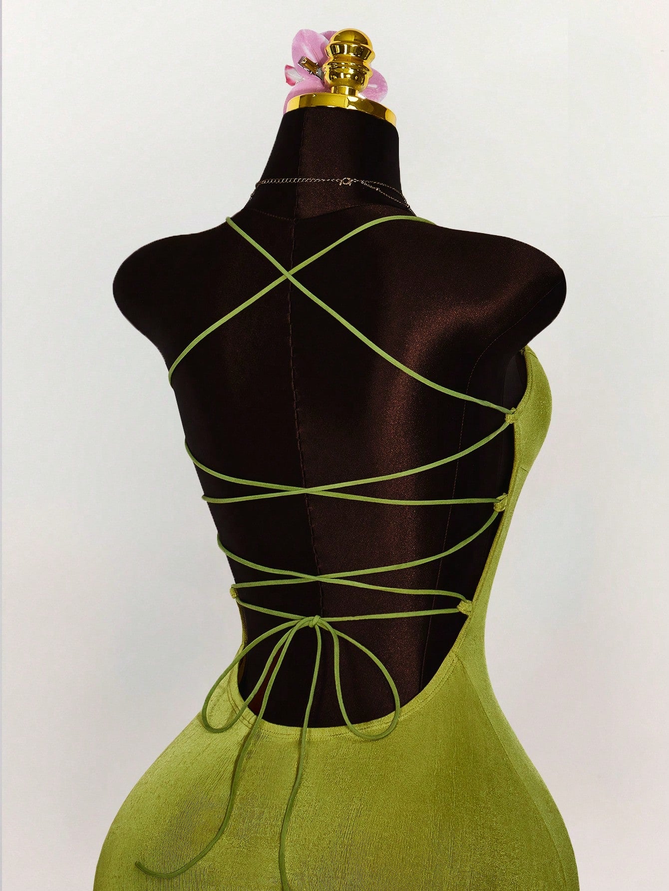 Amplova Summer Outfits For Women Wedding Club Night Out Guest Dress Vacation Ruched Bust Criss-Cross Backless Strap Camisole Mini Dress Party Olive Green Sexy