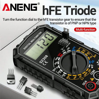 ANENG SZ308 Digital Multimeter, High Precision Electrical Repair Test Meter, Voltage Current Resistance Multifunction Tester, Battery Powered (Battery Not Included), ≤36V Working Voltage, ABS Material
