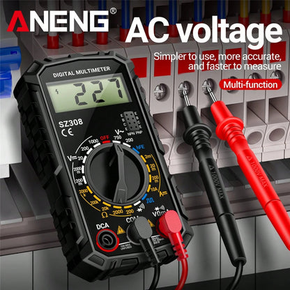 ANENG SZ308 Digital Multimeter, High Precision Electrical Repair Test Meter, Voltage Current Resistance Multifunction Tester, Battery Powered (Battery Not Included), ≤36V Working Voltage, ABS Material