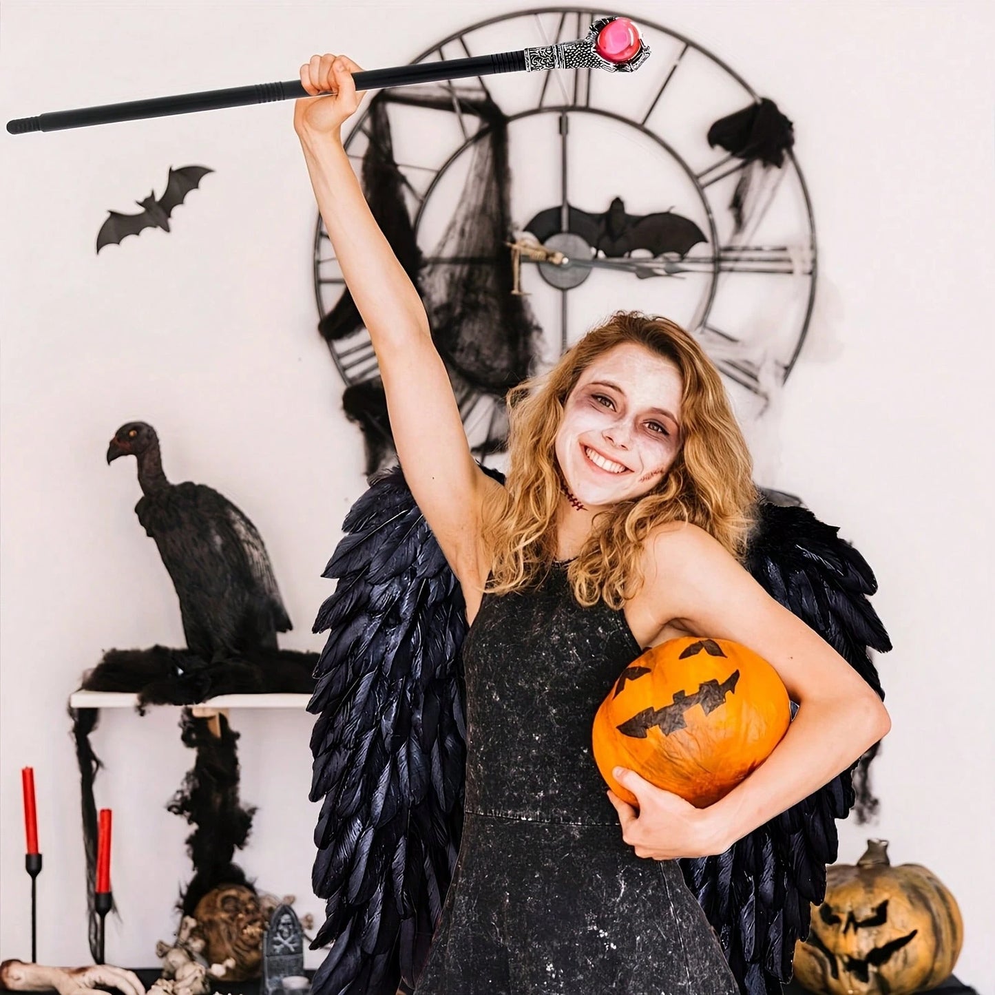 Angel Wings Costume Accessory, Adult Realistic Feather Wings, Lightweight Fairy Wings For Halloween And Christmas, Women's Dress Accessory, White, Black