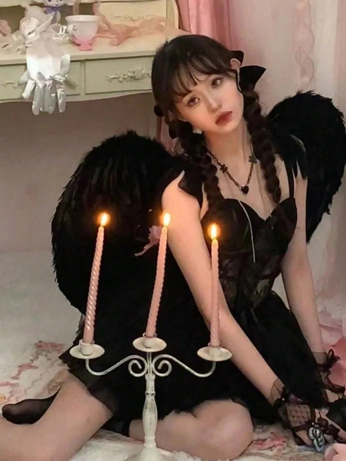 Angel Wings Costume Accessory, Adult Realistic Feather Wings, Lightweight Fairy Wings For Halloween And Christmas, Women's Dress Accessory, White, Black