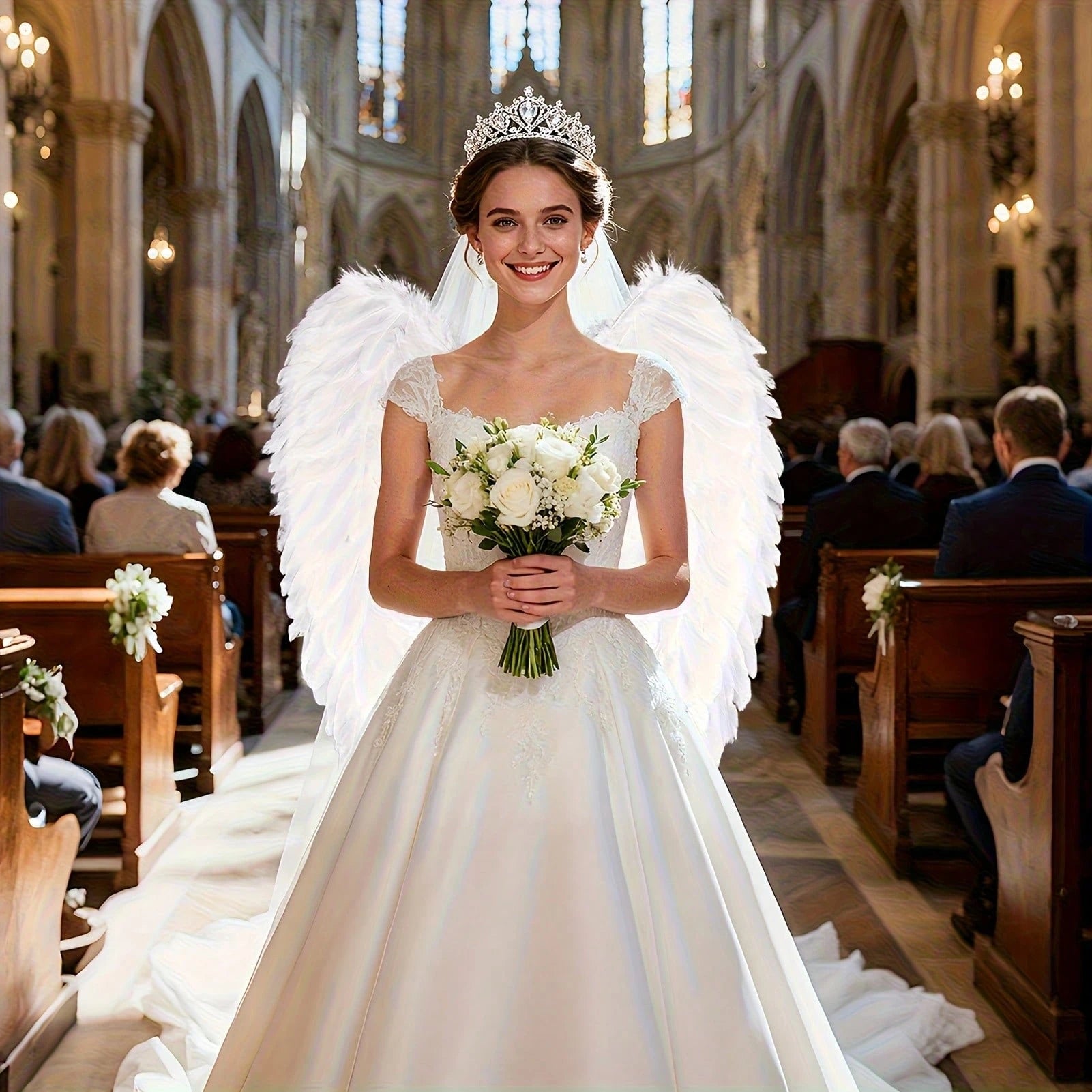 Angel Wings Costume Accessory, Adult Realistic Feather Wings, Lightweight Fairy Wings For Halloween And Christmas, Women's Dress Accessory, White, Black