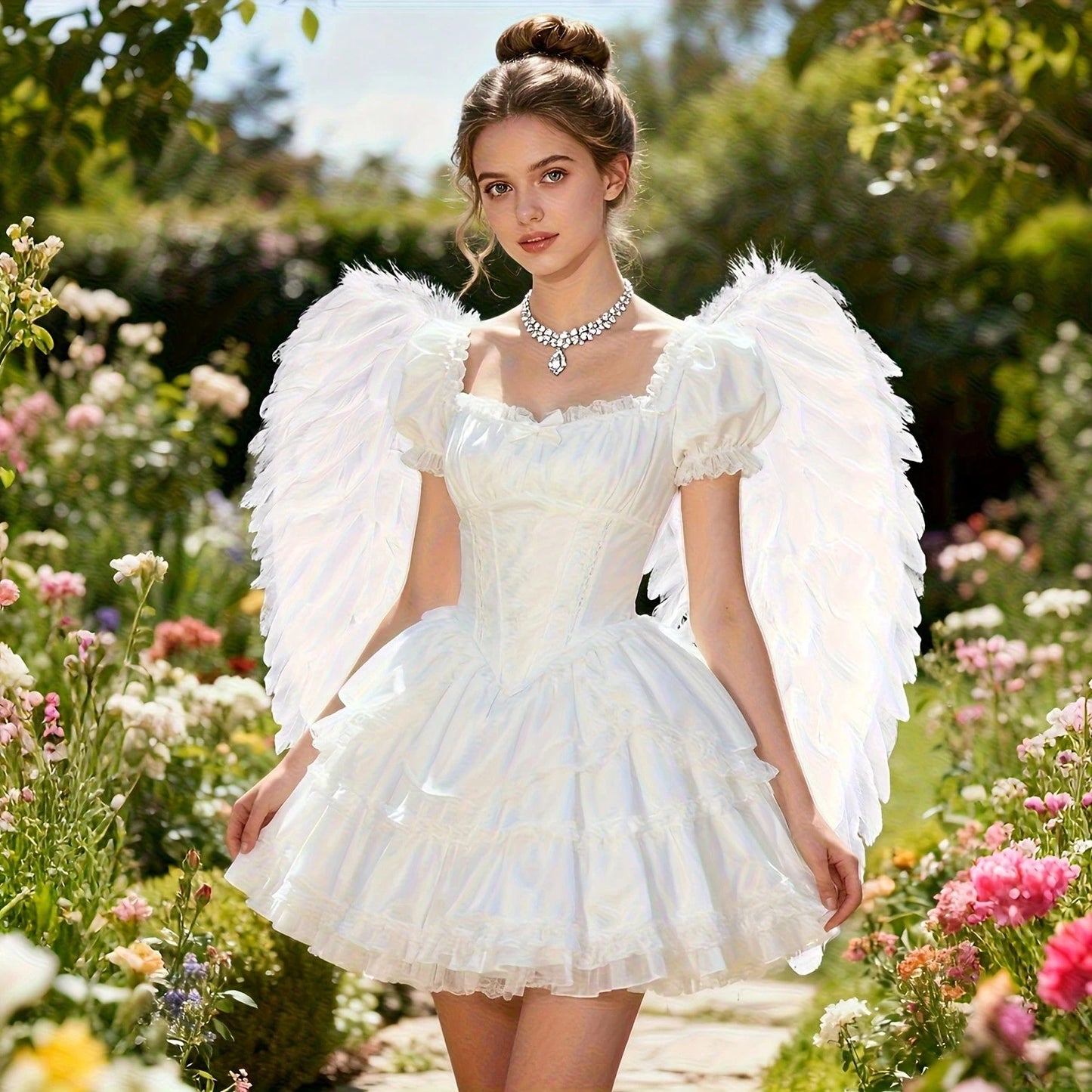 Angel Wings Costume Accessory, Adult Realistic Feather Wings, Lightweight Fairy Wings For Halloween And Christmas, Women's Dress Accessory, White, Black