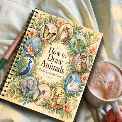Animal & Plant Painting Notebook, Simple & Easy-To-Learn Painting Tutorial, Art Painting Guidance, Spiral Bound For Easy Flipping, Multiple Styles Available (Pen Not Included)