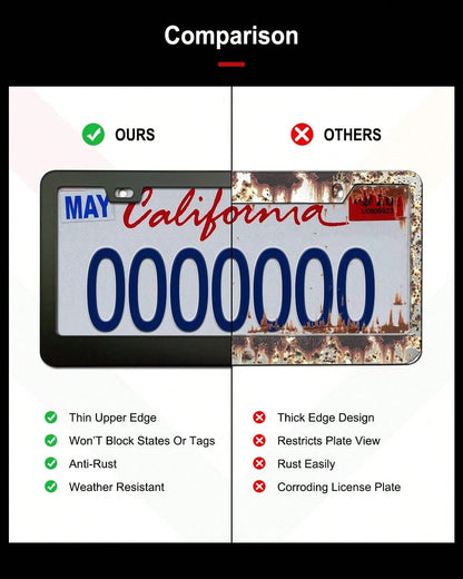 Aootf Black License Plate Frames, 2 Pack Aluminum Holder With Screws Caps| Matte Black Rustproof Metal, Wide Bottom Edge, Fits Front &Amp; Rear