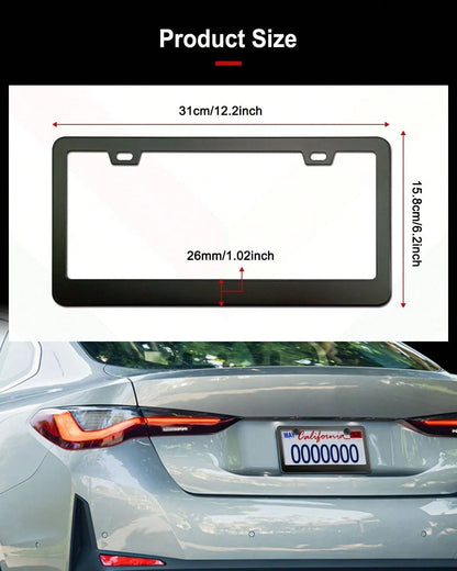 Aootf Black License Plate Frames, 2 Pack Aluminum Holder With Screws Caps| Matte Black Rustproof Metal, Wide Bottom Edge, Fits Front &Amp; Rear