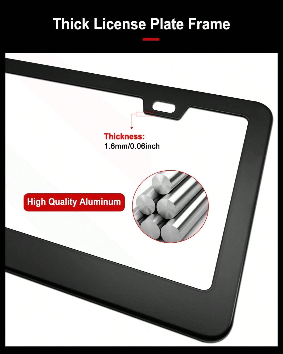 Aootf Black License Plate Frames, 2 Pack Aluminum Holder With Screws Caps| Matte Black Rustproof Metal, Wide Bottom Edge, Fits Front &Amp; Rear